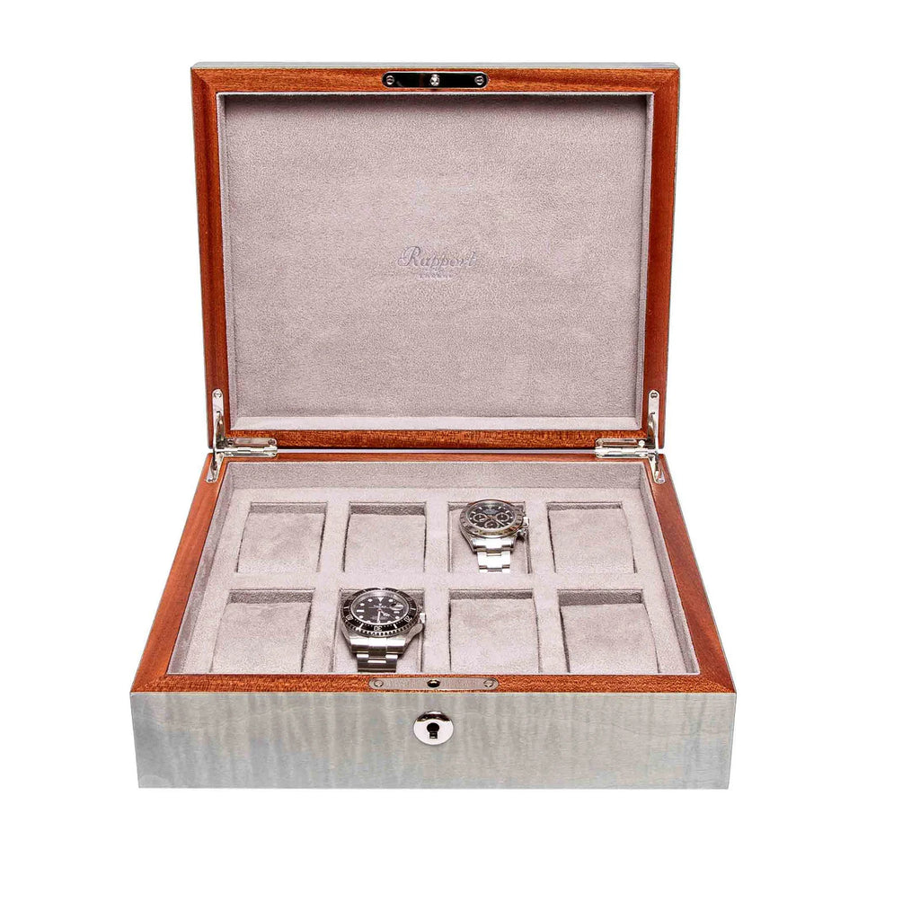 Rapport Heritage Chroma Eight Watch Box Case Grey Watch Winder Station