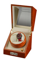 Diplomat Estate Burlwood Dual Watch Winder with Cream Leather Interior