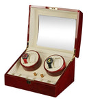 Diplomat Estate Cherry Wood Quad Watch Winder with Cream Leather Interior