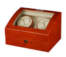 Diplomat Estate Burlwood Quad Watch Winder with Cream Leather Interior