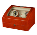 Diplomat Estate Burlwood Quad Watch Winder with Cream Leather Interior