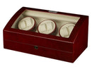 Diplomat Estate Cherry Wood Six Watch Winder with Cream Leather Interior