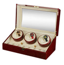 Diplomat Estate Cherry Wood Six Watch Winder with Cream Leather Interior