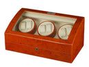 Diplomat Estate Burlwood Six Watch Winder with Cream Leather Interior