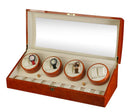 Diplomat Estate Burlwood Eight Watch Winder with Cream Leather Interior