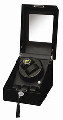 Diplomat Gothica Black Wood Dual Watch Winder with Black Leather Interior