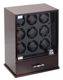 Diplomat Gothica Ebony Wood Nine Watch Winder with Black Leather Interior