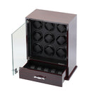 Diplomat Gothica Ebony Wood Nine Watch Winder with Black Leather Interior