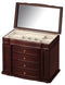 Diplomat Cherry Wood Finish Jewelry Chest With 4 Drawers and 2 Side Doors