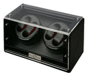 Diplomat Black Wood Quad Watch Winder with Carbon Fiber Interior