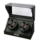 Diplomat Black Wood Quad Watch Winder with Carbon Fiber Interior