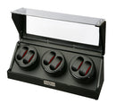 Diplomat Black Wood Six Watch Winder with Carbon Fiber Interior