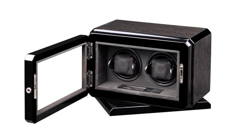 Volta Automatic Double 2 Watch Winder with Rotating Base (Black Oak)