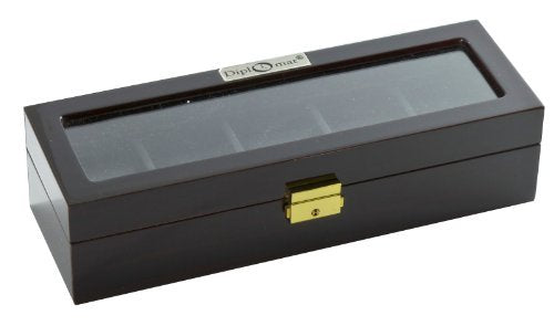 Diplomat Clear Top Window Watch Case for 5 Watches - Ebony Wood