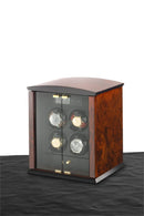 Elma Motion Corona 4 Quad Watch winder - Burl Wood Piano Finish/Glass Doors