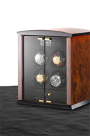 Elma Motion Corona 4 Quad Watch winder - Burl Wood Piano Finish/Glass Doors