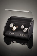 Elma Motion Style IV Quad Watch Winder - High Gloss Black/Black Leather