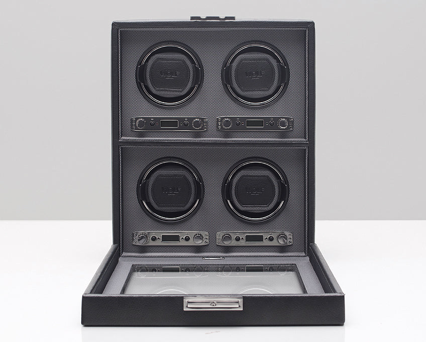 WOLF Viceroy Quad 4 Piece Watch Winder with Cover Watch Winder