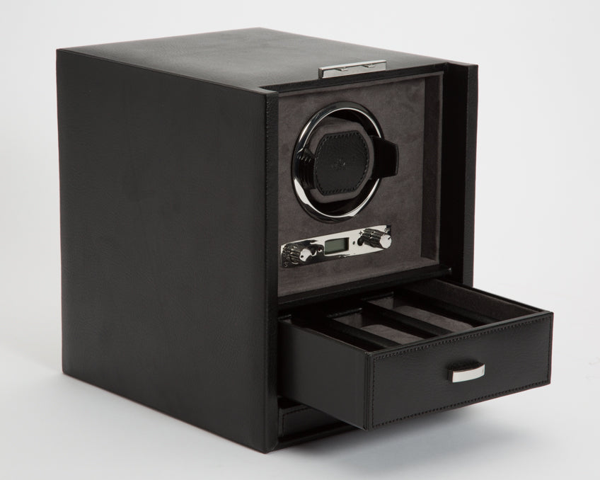 WOLF Blake Single Watch Winder Black Grey Watch Winder Station