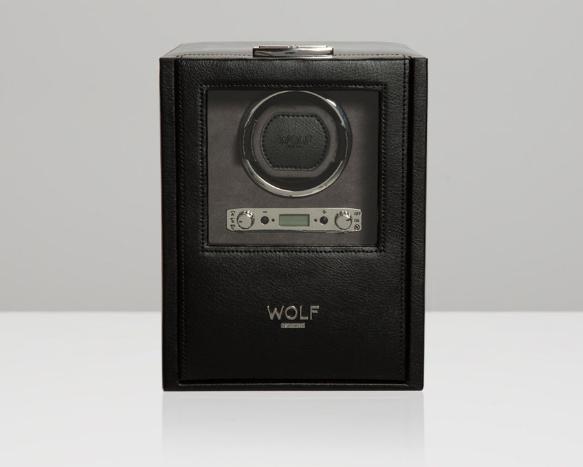 WOLF Blake Single Watch Winder Black Grey Watch Winder Station