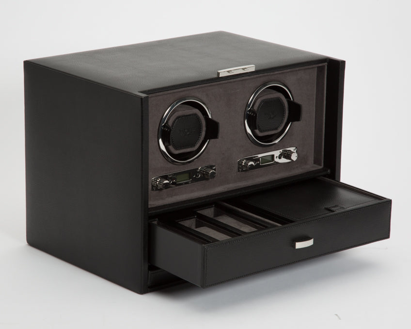 WOLF Blake Double Watch Winder Black Grey Watch Winder Station