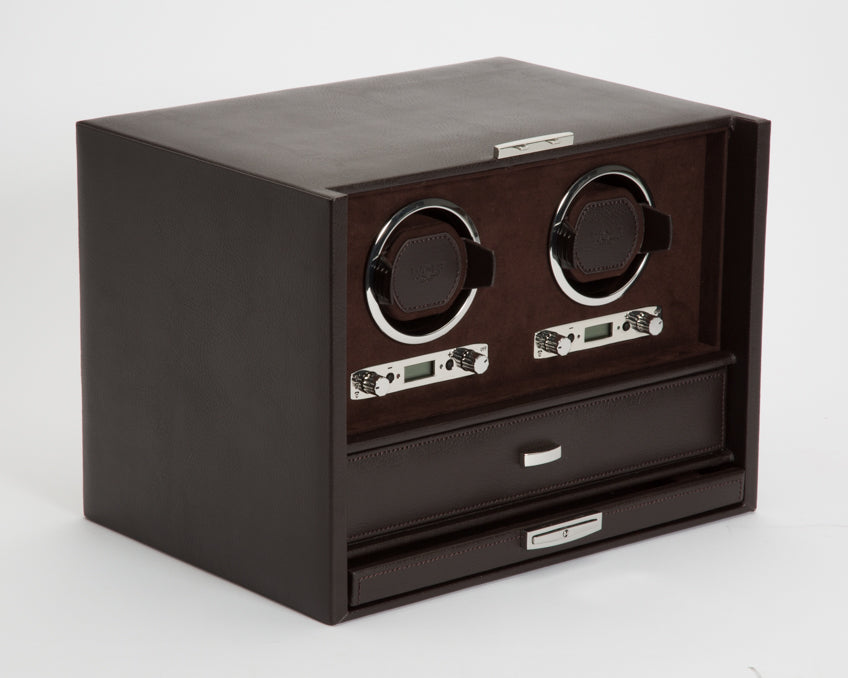 WOLF Blake Double Watch Winder Brown Watch Winder Station