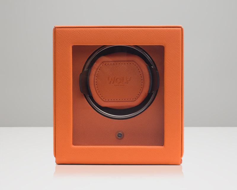WOLF Single Cub Watch Winder with Cover - Orange