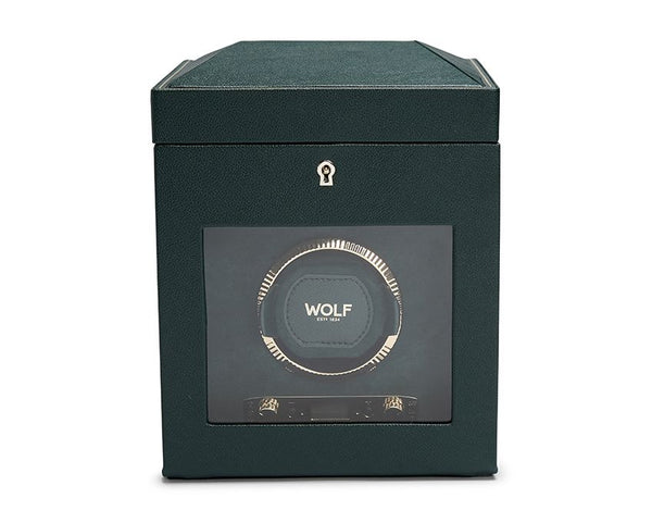WOLF British Racing Single Watch Winder with Storage - Green