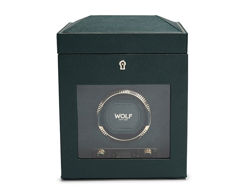 WOLF British Racing Single Watch Winder with Storage - Green