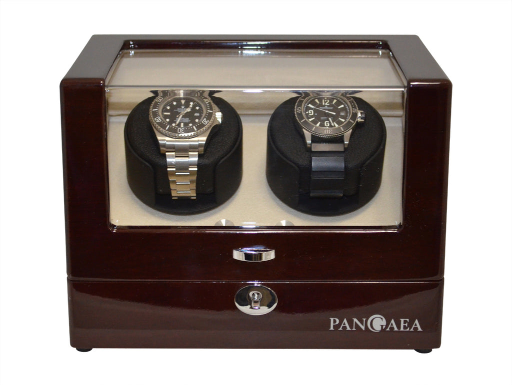 Pangaea D310 Double Watch Winder Mahogany (Battery or AC Powered