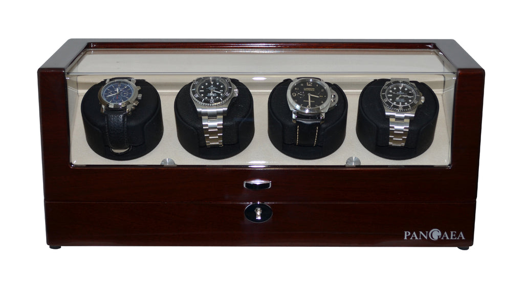 Pangaea Q360 Quad Automatic Four Watch Winder Mahogany Watch Winder