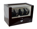 Pangaea Q350 Quad Automatic Watch Winder with LED Lights - Mahogany