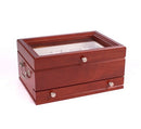 The CAPTAIN - Ten Watch Glass Top Storage Chest- Solid Cherry Wood (Made in USA)