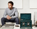 WOLF British Racing Double Watch Winder with Storage - Green