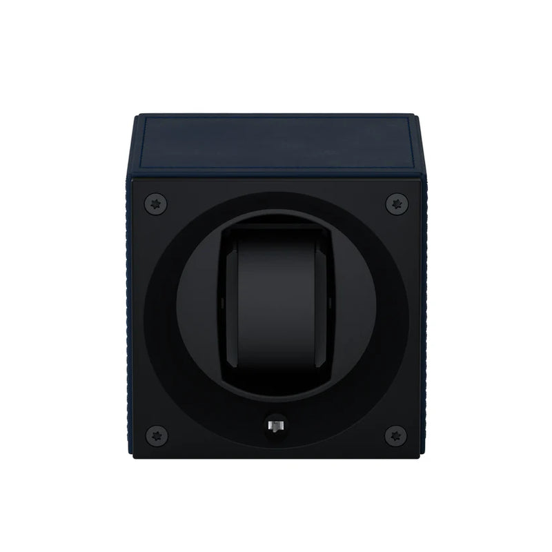 Swiss Kubik Single Watch Winder - Navy Blue Leather