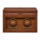 WOLF Brogue Double Watch Winder with Storage - Burnished Brown