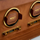 WOLF Brogue Double Watch Winder with Storage - Burnished Brown