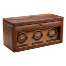 WOLF Brogue Triple Watch Winder with Storage - Burnished Brown