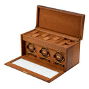 WOLF Brogue Triple Watch Winder with Storage - Burnished Brown