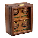 WOLF Brogue 4 Piece Watch Winder - Burnished Brown
