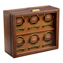 WOLF Brogue 6 Piece Watch Winder - Burnished Brown