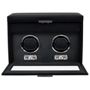 WOLF Oxford Double Watch Winder with Storage – Black