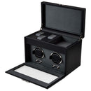 WOLF Oxford Double Watch Winder with Storage – Black