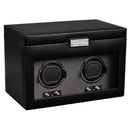 WOLF Oxford Double Watch Winder with Storage – Black