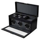 WOLF Oxford Triple Watch Winder with Storage – Black