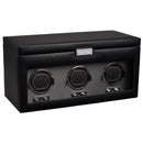 WOLF Oxford Triple Watch Winder with Storage – Black