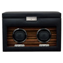 WOLF Macassar Double Watch Winder with Storage