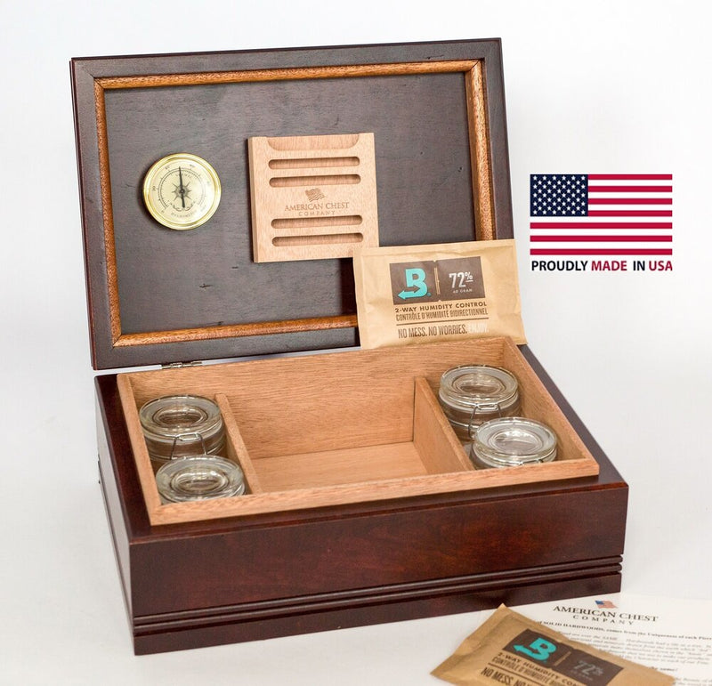 #C75M WoodTop 75 CannBisDor; Large Rich Mahogany Finish Cannabis Humidor (Made in USA) (Copy)