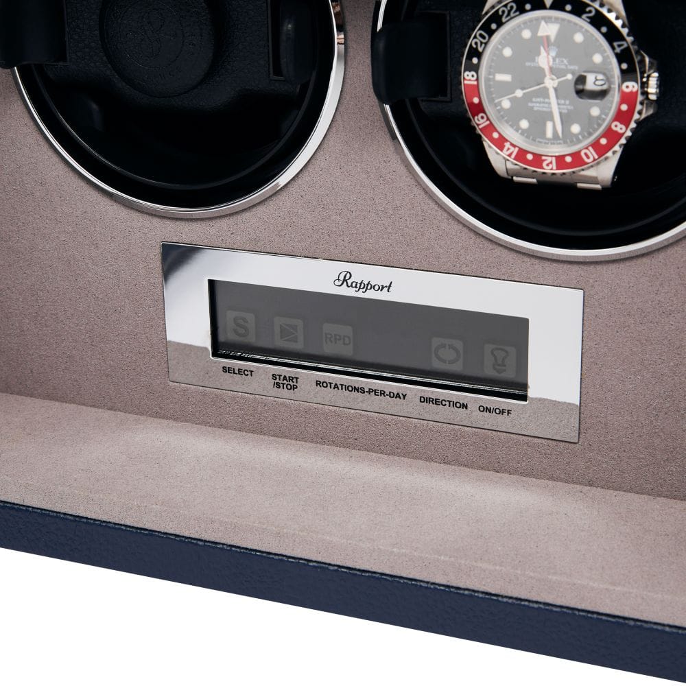 Rapport Quantum Duo Watch Winder Navy Watch Winder Station