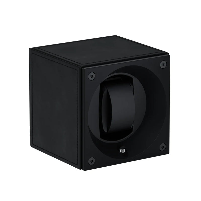 Swiss Kubik Single Watch Winder - Black Leather
